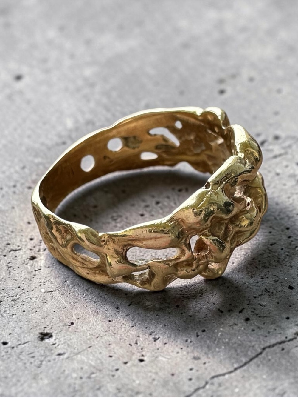 Vintage 14k Yellow Gold Abstract Nugget Ring (Size 8.5) - Picture 4 of 8